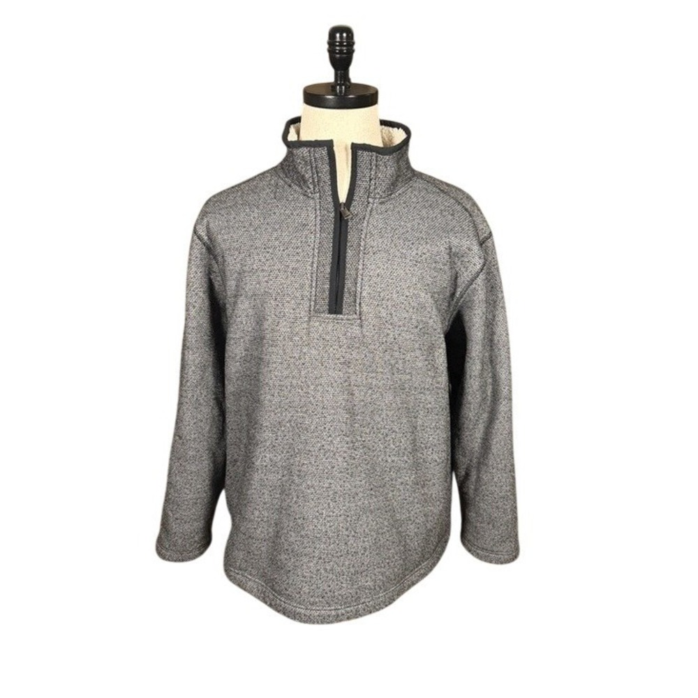 Orvis Classic Collection Mens XXL Gray Sherpa Lined Quarter Zip Pullover Sweater
